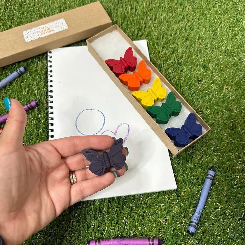 2/$30 Butterfly Crayons (6), Kids Boys Girls, Pretty Unique Colorful B-day Gift